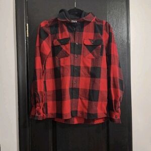 Zoo York Black & Red Plaid Hooded Shirt